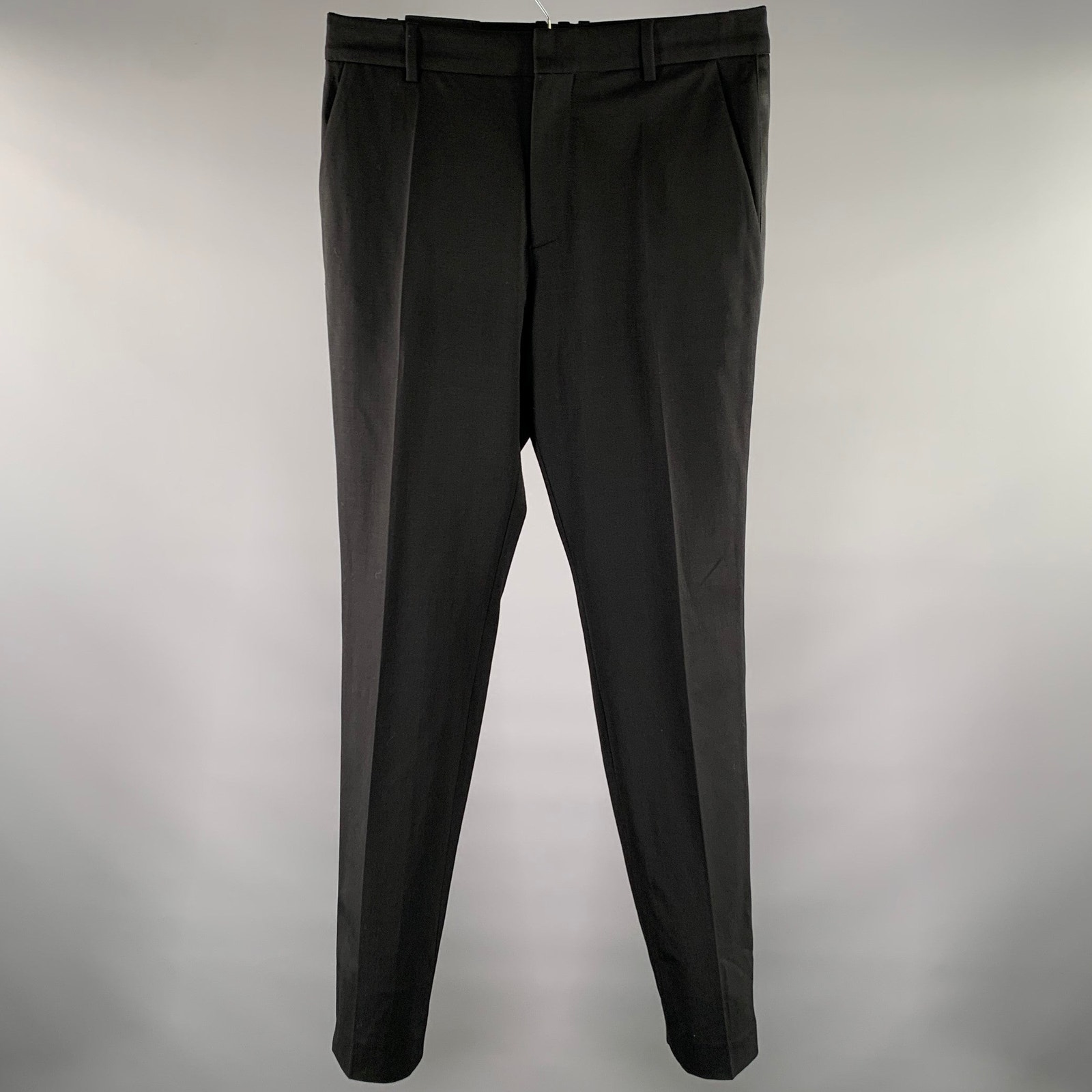 Balmain Size 30 Black Wool Blend Tuxedo Dress Pants